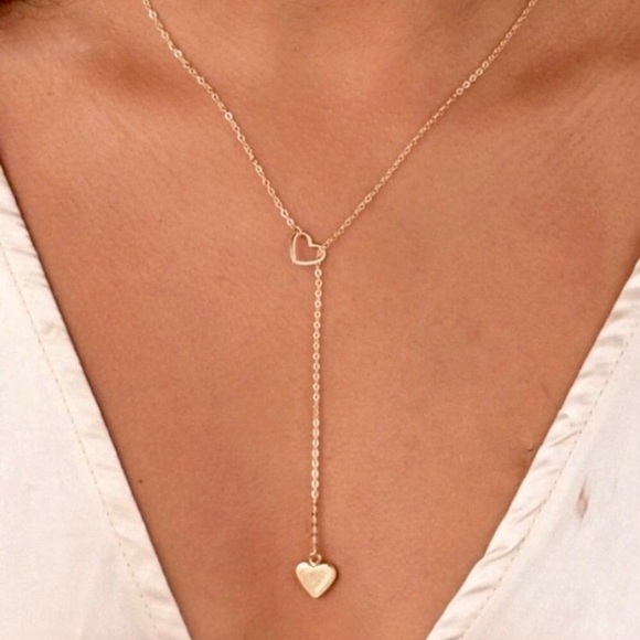 Urban Outfitters Jewelry - “Endless Love” Heart Lariat Minimalist Necklace